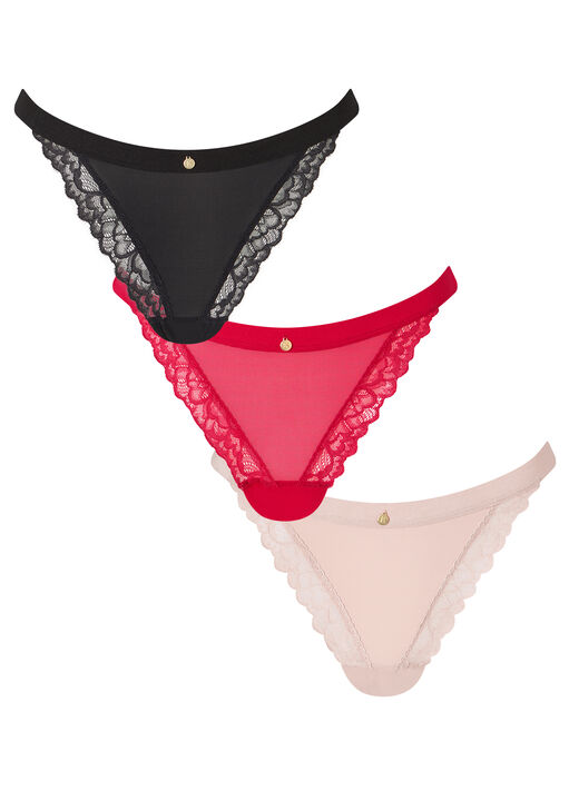 Knickerbox Black 3 Pack Mixed Thong, 8