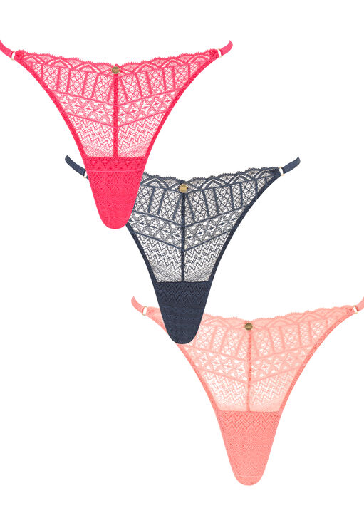 Knickerbox Multi Three Pack Lace Thong, 8