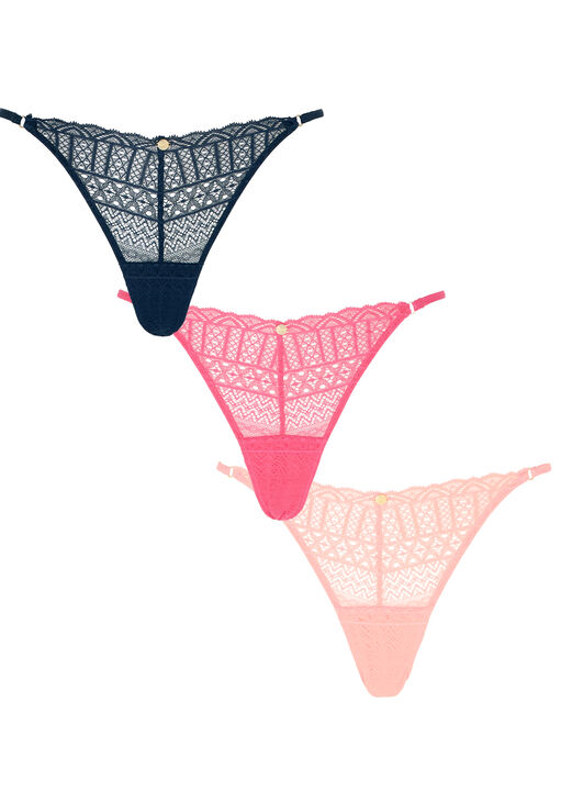 Knickerbox Multi 3 Pack Lace Brazilian, Size 8