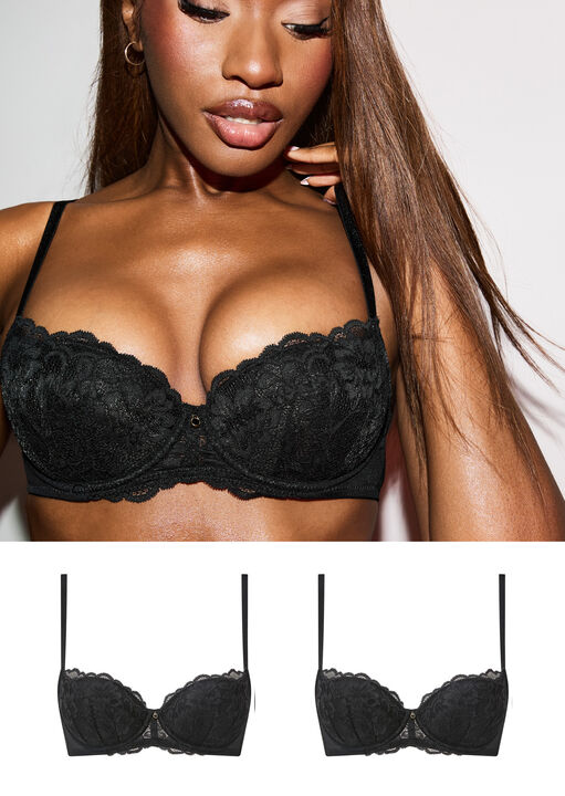 Ann Summers - 2 Pack - Sexy Lace Balcony Bra for Women with Underwire Padded Cups and Charm Detail, Push up, Multipack Bra - Image 2