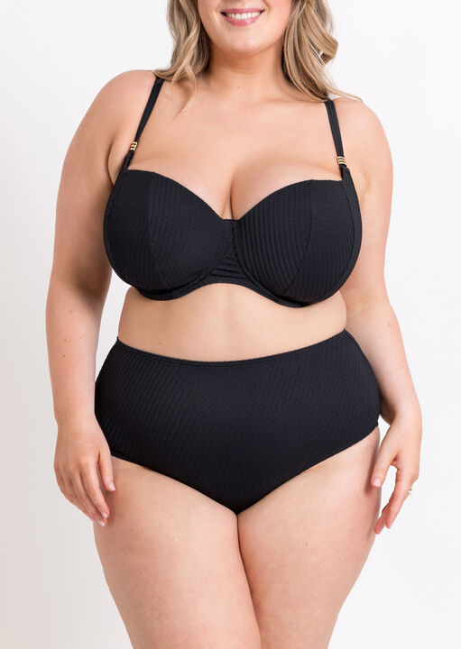 Curvy Kate Black Jet Set High Waist Bikini Brief, Large