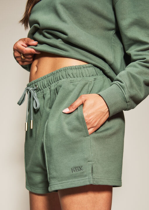 Knickerbox Dark Green Jessica Cotton Sweat Shorts, 18