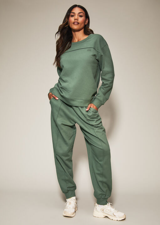 Knickerbox Dark Green Jessica Cotton Sweat Joggers, 12