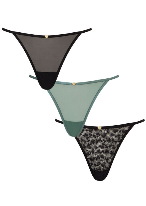 Knickerbox Black 3 Pack Mesh Texture Brazilian, Size 18