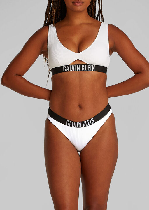 Calvin Klein White Intense Rib Bikini Bottoms, Xl
