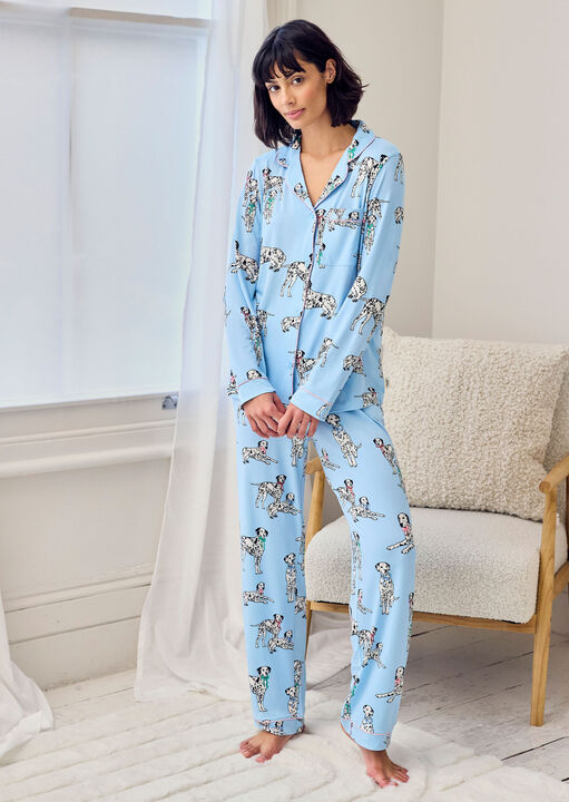 Chelsea Peers Blue Dalmation Revere Long Sleeve Set, 12