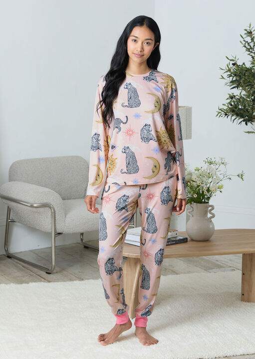 Chelsea Peers Pink Celestial Leopard Long Sleeve Set, 10