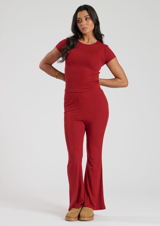 Loungeable Burgundy T-Shirt & Straight Leg Set, Xl