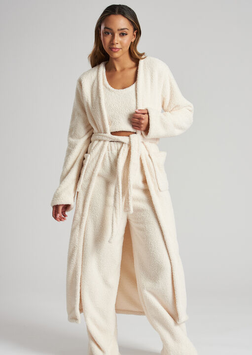 Loungeable White Soft Fuzzy Cardigan, S