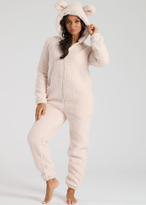 Loungeable White Sherpa Teddy Onesie, Xl