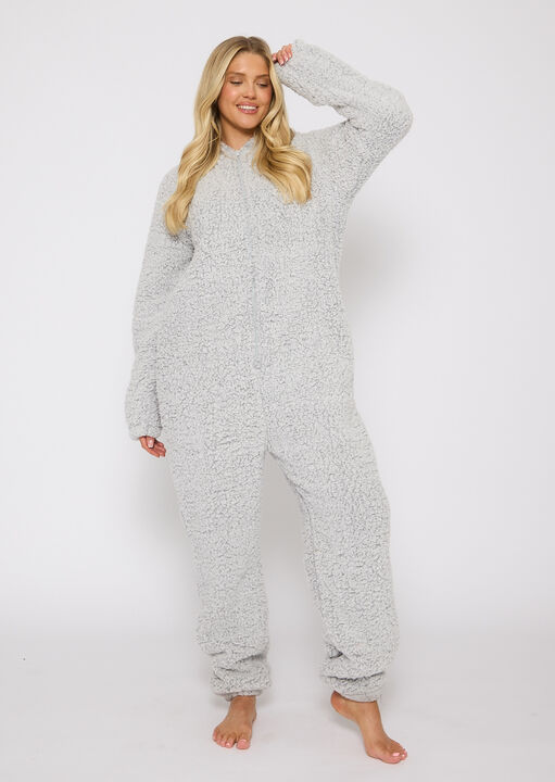 Loungeable Silver Sherpa Teddy Onesie, Xl