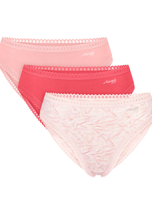 Sloggi Pink Go Crush 3 Pack High Leg Brief, L