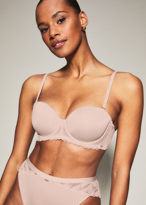 Knickerbox Light Pink Harper Lace Padded Strapless Bra, 34C