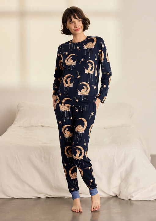 Chelsea Peers Women's Top and Trousers Pyjama Set - Bunny Navy - Size 10 (S) - Image 4